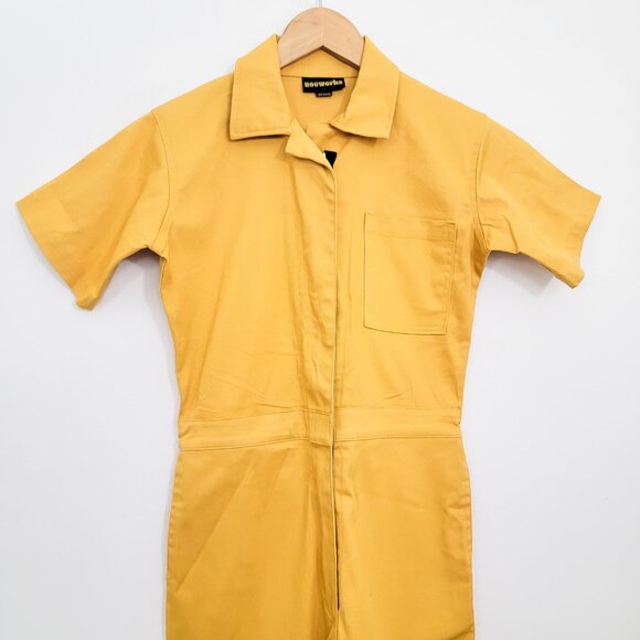 Nooworks Short Sleeve Coveralls Jumpsuit Mustard Yellow XXS - Picture 3 of 8